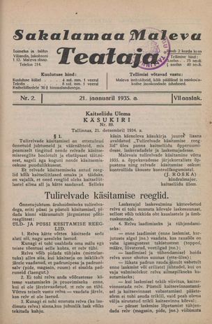 Sakalamaa Maleva Teataja ; 2 1935-01-21
