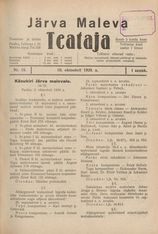 Järva Maleva Teataja ; 18 1929-10-10