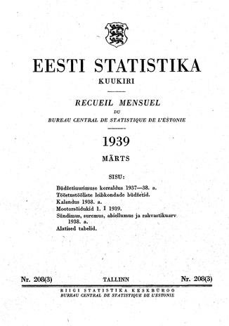 Eesti Statistika : kuukiri ; 208 (3) 1939-03