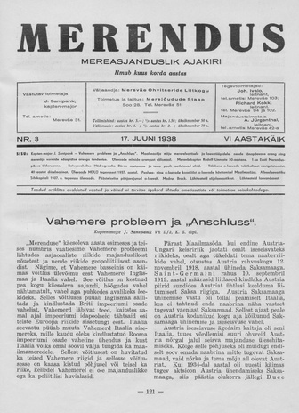 Merendus : mereasjanduslik ajakiri ; 3 1938