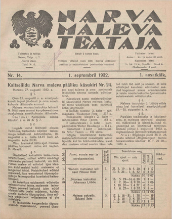 Narva Maleva Teataja ; 14 1932-09-01