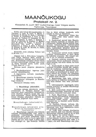 Maanõukogu protokoll nr.2 (5. juuli 1917)