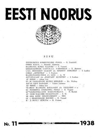 Eesti Noorus ; 11 1938-11-25