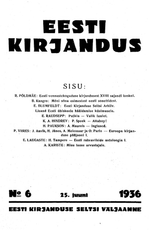 Eesti Kirjandus ; 6 1936