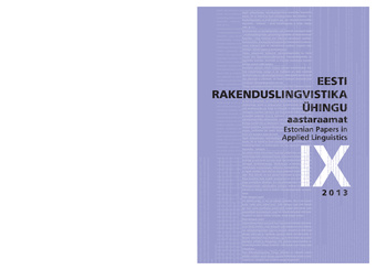 Eesti Rakenduslingvistika Ühingu aastaraamat = Estonian papers in applied linguistics ; 9