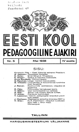 Eesti Kool ; 5 1938-05