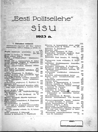 Eesti Politseileht ; 1 1923
