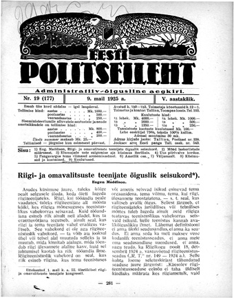Eesti Politseileht ; 19 1925