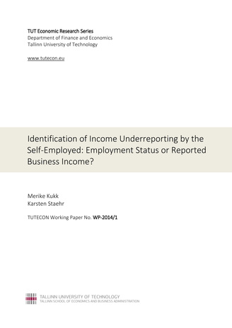 Identification of income underreporting by the self-employed: employment status or reported business income? (TUTECON Working Paper ; WP-2014/1)