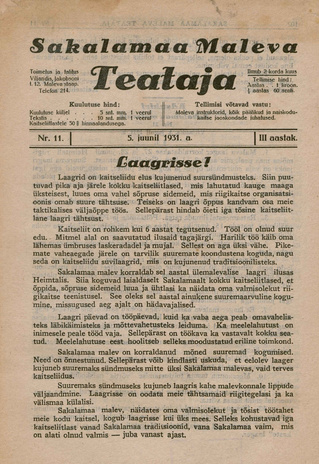 Sakalamaa Maleva Teataja ; 11 1931-06-05