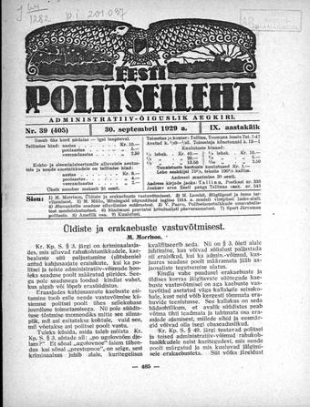 Eesti Politseileht ; 39 1929