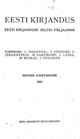 Eesti Kirjandus ; 9 1911