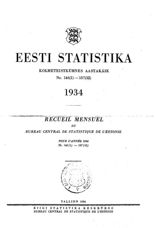 Eesti Statistika : kuukiri ; sisukord 1934