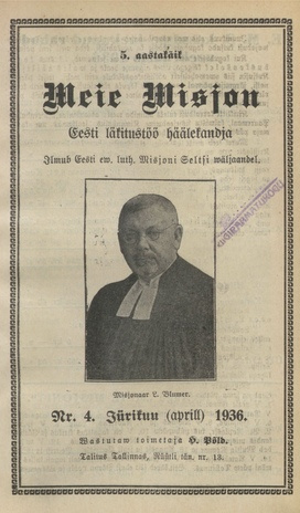Meie Misjon : Eesti läkitustöö häälekandja ; 4 1936-04