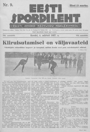 Eesti Spordileht ; 9 1927-03-04