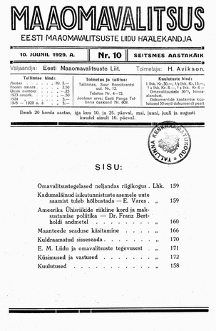 Maaomavalitsus ; 10 1929-06-10
