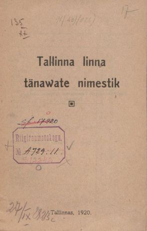 Tallinna linna tänawate nimestik