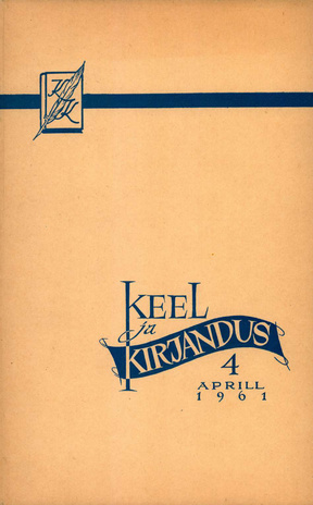 Keel ja Kirjandus ; 4 1961-04