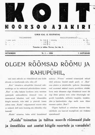 Koit : noorsoo ajakiri ; 1 1930-12