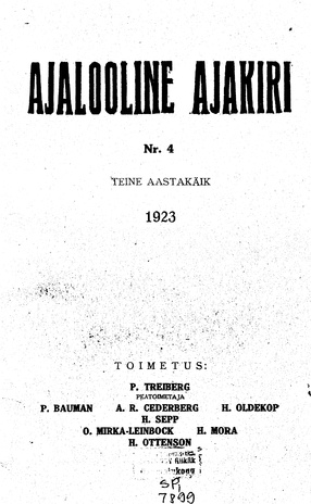 Ajalooline Ajakiri ; 4 1923