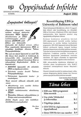 Õppejõudude Infoleht ; 2001-08