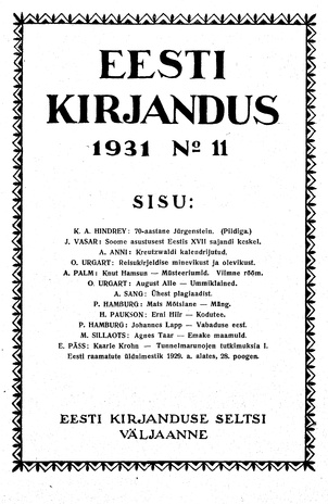 Eesti Kirjandus ; 11 1931