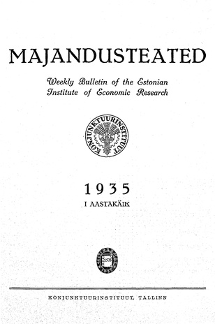 Majandusteated ; sisukord 1935