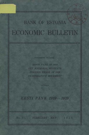 Economic bulletin : Bank of Estonia ; 11 1929-02/05