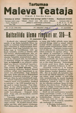 Tartumaa Maleva Teataja ; 21/22 (184/185) 1936-10-14