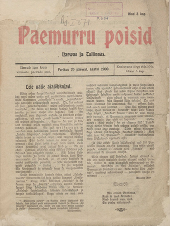 Paemurru poisid Narvas ja Tallinnas ; 1 1907-10-01