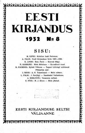 Eesti Kirjandus ; 8 1932