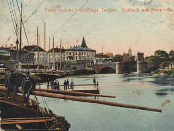 Tartu sadam kiwisillaga : Jurjew : Embach mit Steinbrücke