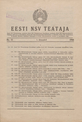 Eesti NSV Teataja ; 11 1944-12-01