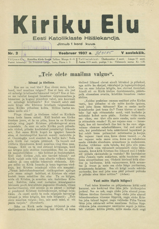 Kiriku Elu : Eesti Katoliiklaste Häälekandja ; 2 1937-02-16