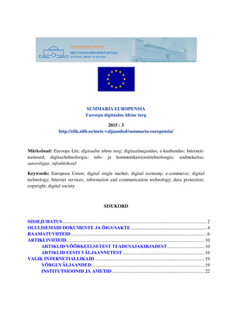 Summaria Europensia : [referaatväljaanne] ; 3 2015