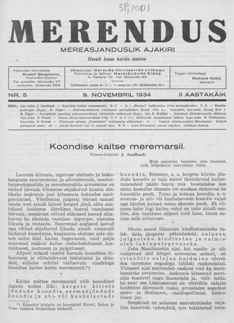 Merendus : mereasjanduslik ajakiri ; 5 1934