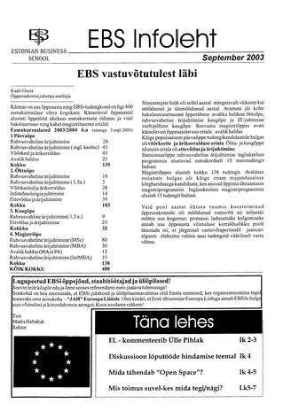 EBS Infoleht ; 2003-09