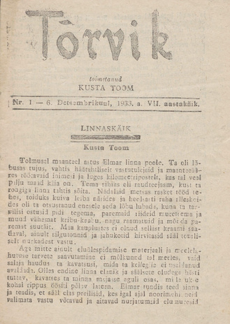 Tõrvik ; 1-6 1933-12