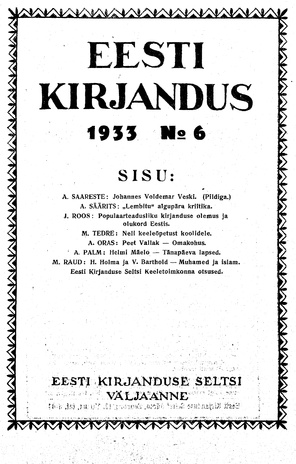 Eesti Kirjandus ; 6 1933