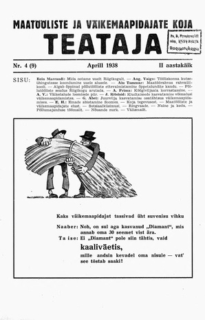 Maatööliste ja Väikemaapidajate Koja Teataja ; 4 (9) 1938-04