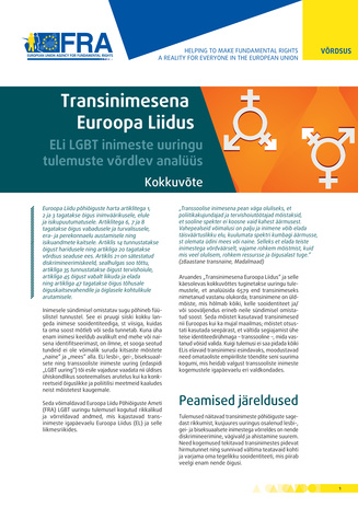 Transinimesena Euroopa Liidus : ELi LGBT inimeste uuringu tulemuste võrdlev analüüs : kokkuvõte 