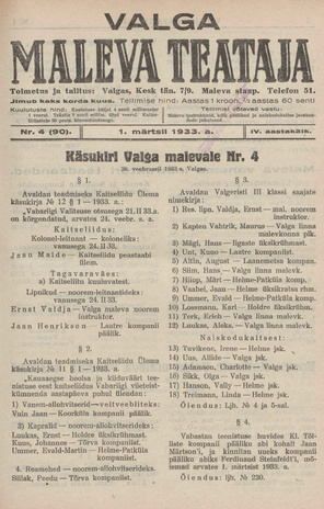 Valga Maleva Teataja ; 4 (90) 1933-03-01
