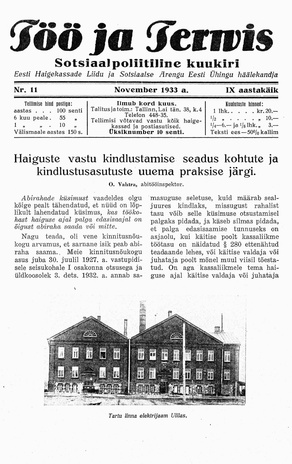 Töö ja Tervis ; 11 1933-11