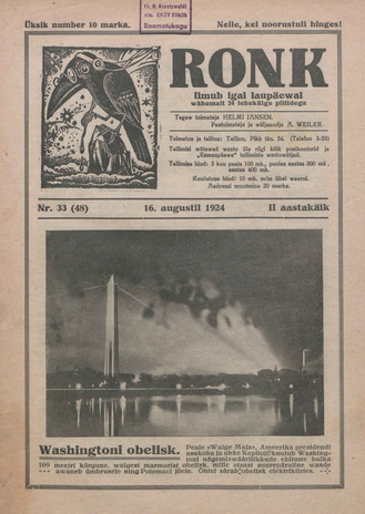 Ronk : perekonna ja noorsoo ajakiri ; 33 (48) 1924-08-16