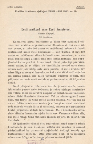 Eesti arstkond enne Eesti iseseisvust