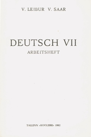 Deutsch VII : Arbeitsheft 