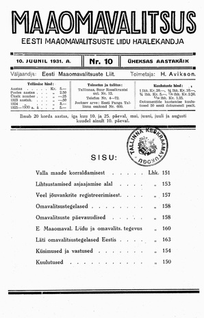 Maaomavalitsus ; 10 1931-06-10