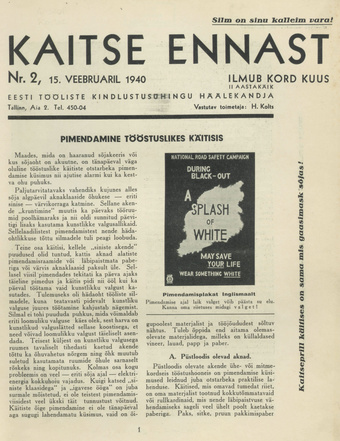 Kaitse Ennast : Eesti Tööliste Kindlustusühingu häälekandja ; 2 1940-02-15
