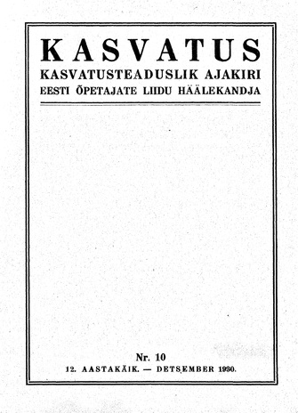 Kasvatus ; 10 1930-12