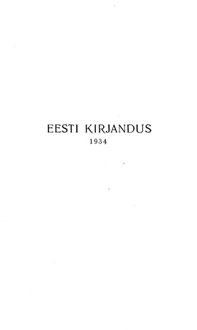 Eesti Kirjandus ; sisukord 1934